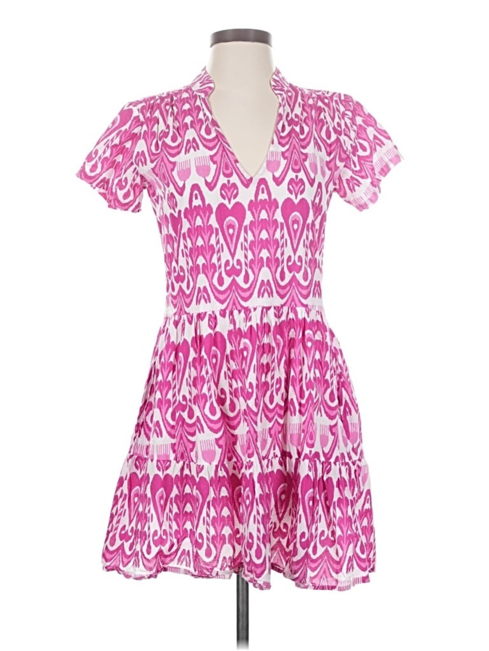 Vibrant Pink Patterned Women's Casual Dress